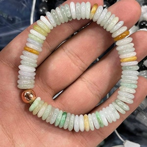 Beautiful Nice Shape cutting Natural Burmese Jade Stone Beads Bracelet/ Adjustable Elastic Bracelet