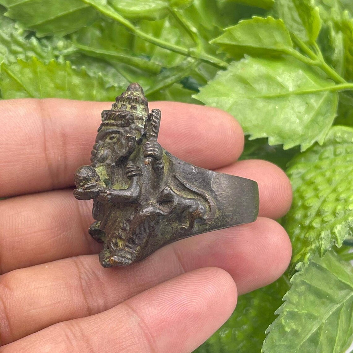 Wundervoller Antiker Alter Bronze Indischer Ganesh Budha Ring | Etsy