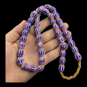 Vintage Antique Venetian inspired multicolor Chevron Glass Beads Long Strand Beautiful necklace
