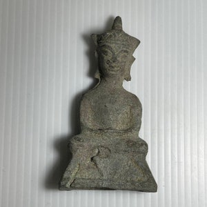 Unique Ancient Near Eastern Old bronze Sitting Buddha Figurine Statue