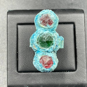 Beautiful Antique near Eastern Old bronze Ancient rare  Glasses on top unique Rare ring with Patina