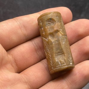 Vorderasiatisches Intaglio Uraltes Jaspis Zylinder Siegel Steinperle mit Abdruck