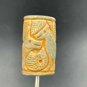 Ancient Near Eastern Stone Cylinder Seal Bead Amulet: Animal Figures (250-200BC)