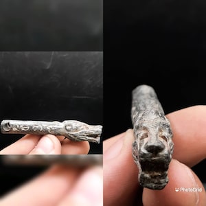 Ancient Roman Old Bronze dragon Carved Pendant