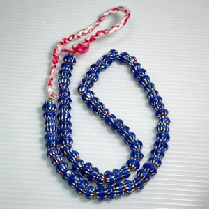 Wonderful Antique Venetain Blue Chervan Old African Trade Beads Strand Necklace,Old African Beads, Collectable Beads,Trade Beads