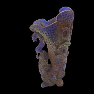 Unique Rare Ancient Roman,Near Eastern blue crystal carving drinking vessel with mythical beast terminal