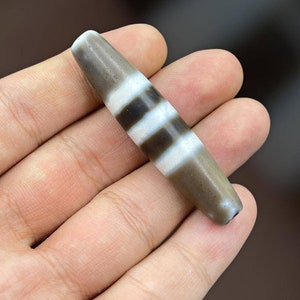 Wonderful Authentic Ancient Old Tibetan Powerful Stripes Lucky Beautiful Unique Dzi Bead
