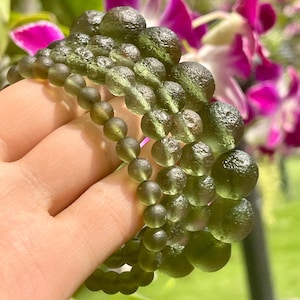 Natural Moldavite Bracelet / Raw Material / Moldavite From Czech Republic/ Moldavite Beaded Bracelet
