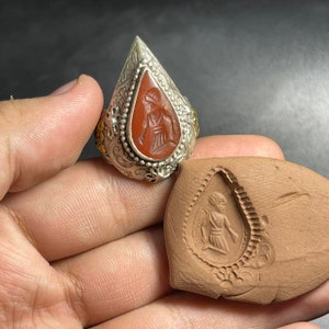 Selten ! Schöner antiker Siegelring aus echtem Achat intaglio aus dem Nahen Osten