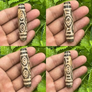 Lovely Powerful Ancient Very Old Lucky 6 Eyes Tibetan Old Beautiful Unique Agate Dzi Bead