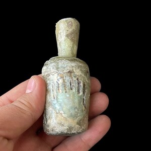 Beautiful Ancient Old Iridescent Roman Glass Unique Rare Antique Bottle