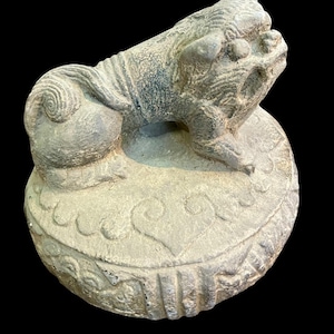 Ancient Near Eastern Stone Animal Statue with Engravings