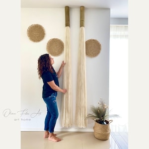 Long Single tassel hanging on the wall, Sculpture bamboo wall art, Contemporary wall Art