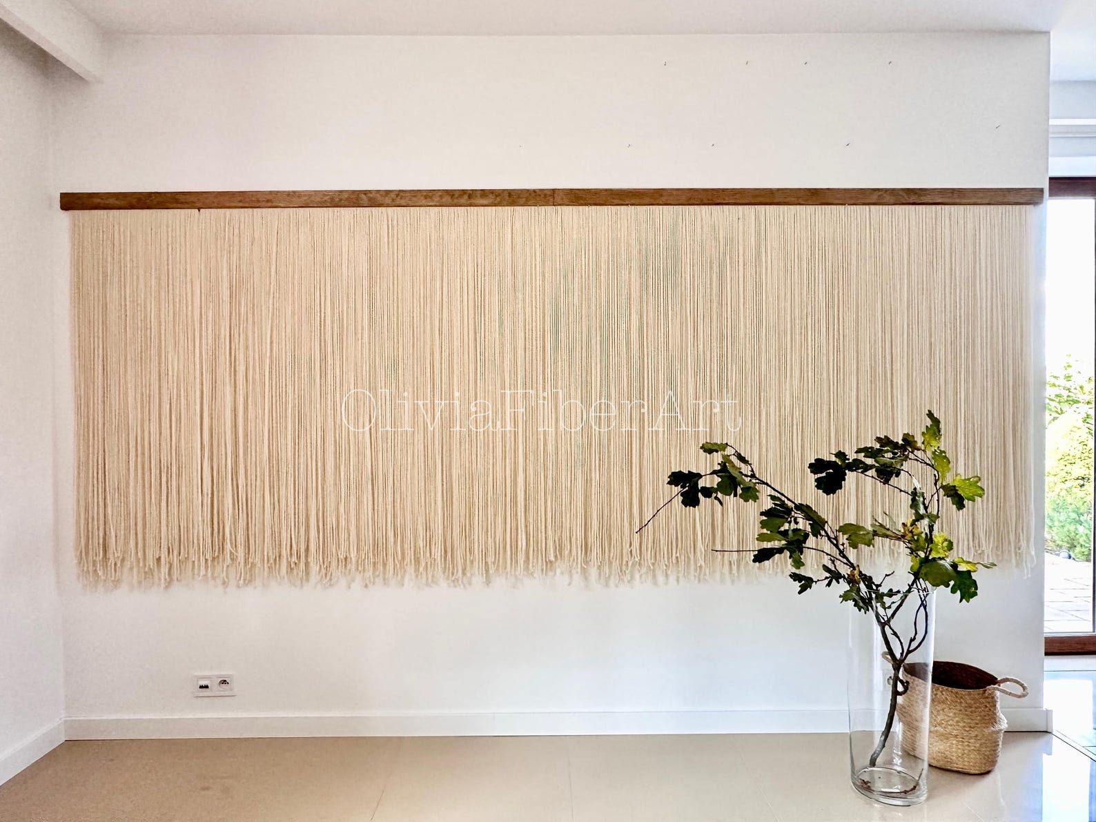 Beautiful view of Minimalist Apartment Decor With Textured Macrame Wall Hanging