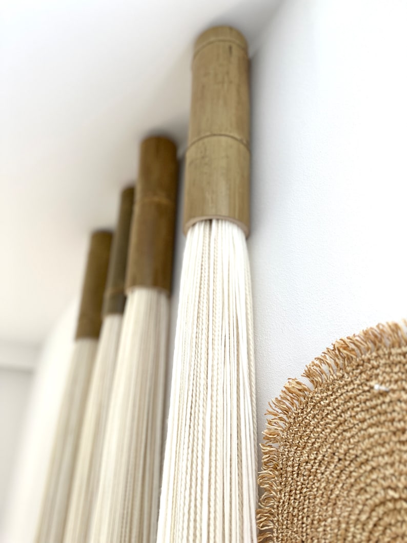 Long Single Tassel Hanging on the Wall, Sculpture Bamboo Wall Art