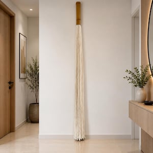 One Long Single Tassel Hanging, Unique Bohemian Bamboo Wall Art- Piece Sculpture