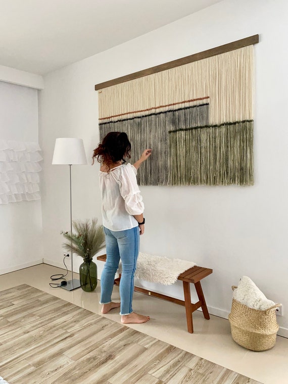 Large Dip Dye Macrame Wall Hanging Minimalist Fiber Art Black Tapestry Green Yarn Art Yarn Wall Decor Woven Wall Art Textile Wall Art Etsy Canada