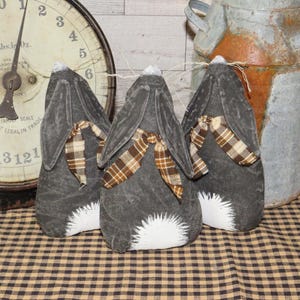 Bunny Bowl Fillers, Set of 3, Country Primitive Farmhouse Shelf Sitters, Home Decor