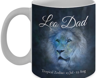 Tazza zodiacale: Tazza regalo Leone papà/festa del papà, Tazza segno zodiacale Leone, Tazza Leone Papa, Tazza compleanno di papà, Tazza oroscopo, Tazza caffè astrologia