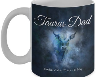 Tazza zodiacale: Papà Toro / Regalo per la festa del papà, Tazza zodiacale Toro, Tazza papà Toro, Tazza di compleanno di papà, Tazza da tè con oroscopo, Tazza da caffè astrologica