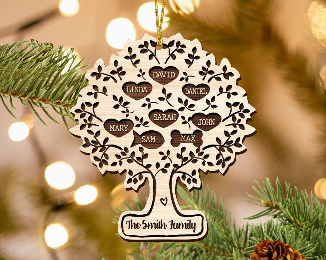 Custom Family Tree Ornament Family Tree Names Ornament Etsy