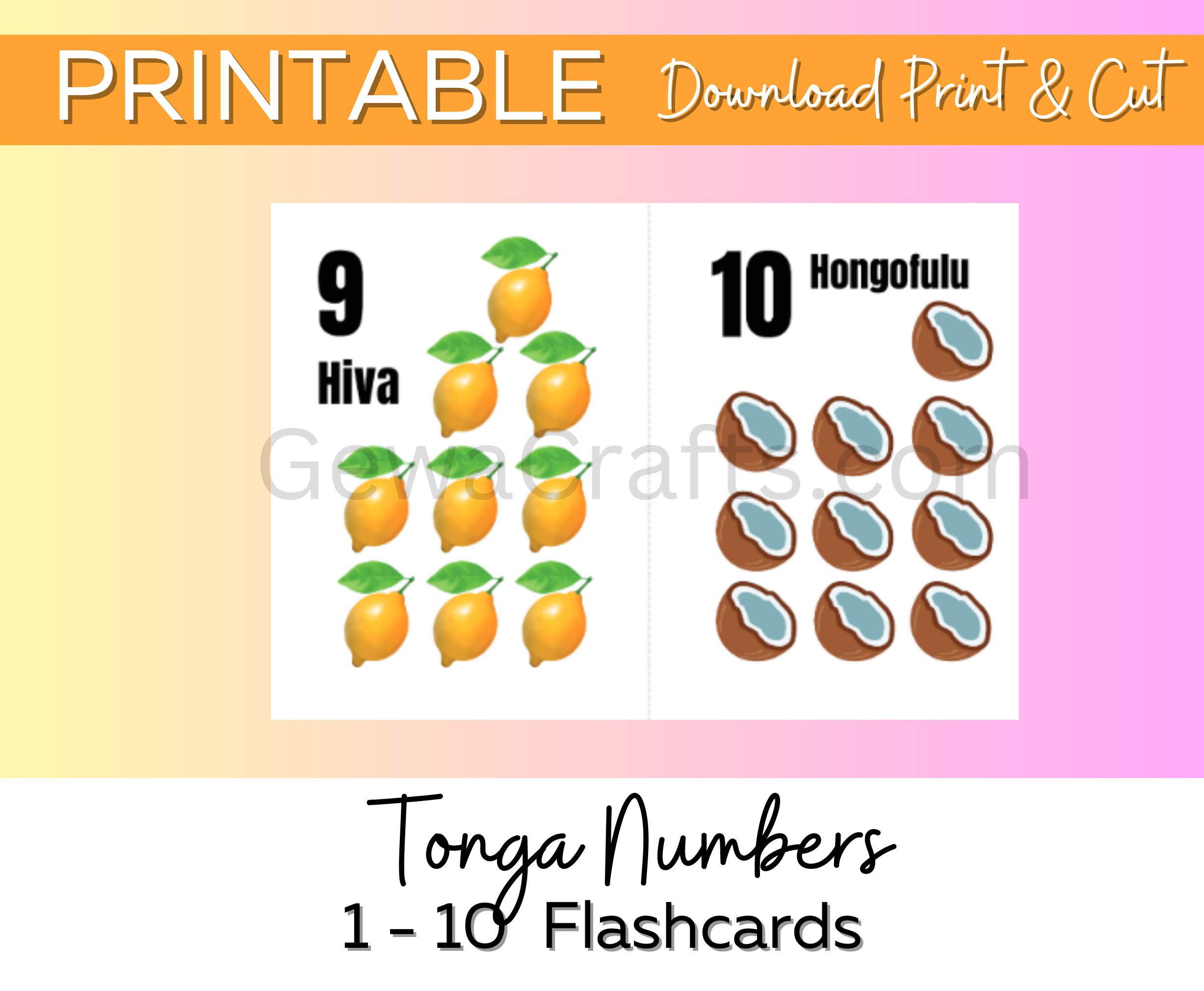 Learn Tonga Numbers 1 to 10 Flashcards learning Resourceeducational