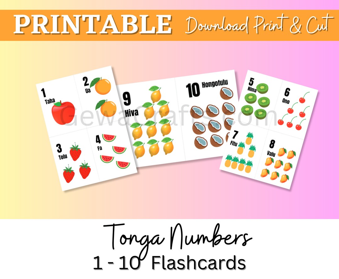 Learn Tonga Numbers 1 to 10 Flashcards learning Resourceeducational