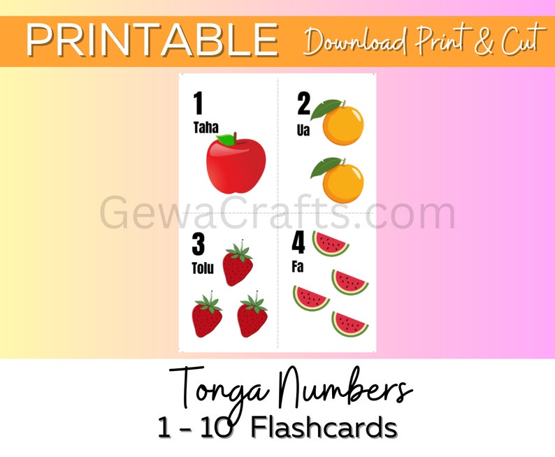 Learn Tonga Numbers 1 to 10 Flashcards learning Resourceeducational