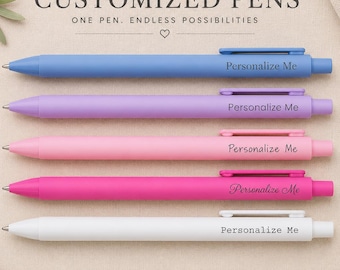 Set of Multiple Custom Pens, Personalized Pens, Engraved Pens, Back to School Supplies, Teacher Gift, College Graduation, Soft Touch Pens