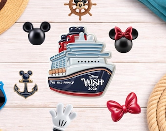 Personalized Disney Cruise Door Magnets set Mickey Mouse Customize Name Disney Family Cruise Ship DCL Personalized Family Name