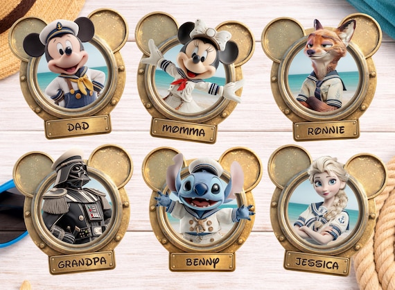 Disney Cruise Door Magnets Personalized | Custom Family Characters | DCL Stateroom Door Decorations | Cruise Door Magnet Set Add Your Name