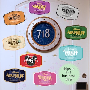 Customize Name Disney Family Cruise Ship Stateroom Decor Cruise Plaque 5&quot; Magnet Wish Magic Dream Fantasy Treasure Wonder Adventure Destiny