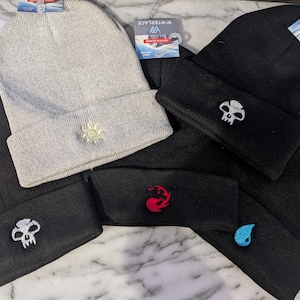 Magic the Gathering Beanie. Embroidered Magic Mana Token Beanie. Gifts for Him. Gifts for Her. Valentine&#39;s Day Gift Ideas