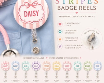 Personalized Badge Reel | Custom Name Badge Reel | Nurse Badge Reel | Teacher Badge Holder | Cute Retractable ID Reel | Alligator Clip