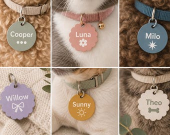 Médaille personnalisée pour animal de compagnie – Médaille en métal pour chien ou chat personnalisée | Double face | Créez le vôtre | Couleurs personnalisées, icônes.