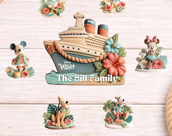 Personalized Disney Cruise Door Magnets Mickey Mouse Ears Customize Name Disney Family Cruise Ship Personalized Family Name & Year DCL cabin