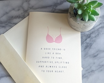 Thinking of you Best friend gift Funny Bra greeting card for friends. Girlfriends Christmas gifts. Funny birthday card. Joke gifts.
