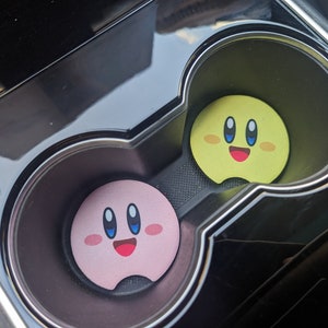 Kirby Car Coasters | Kirby Coaster Set | Set of 2 Neoprene Kirby Car Coasters.