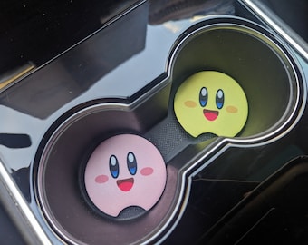 Kirby Car Coasters | Kirby Coaster Set | Set of 2 Neoprene Kirby Car Coasters.