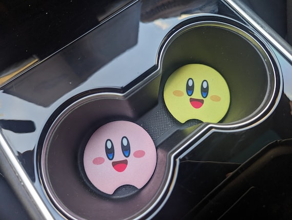 Kirby Car Coasters | Kirby Coaster Set | Set of 2 Neoprene Kirby Car Coasters.