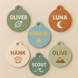 Personalized Pet Tag – Custom Metal Dog Tag or Cat Tag | Double Sided | Build Your Own | Custom Colors, Icons.