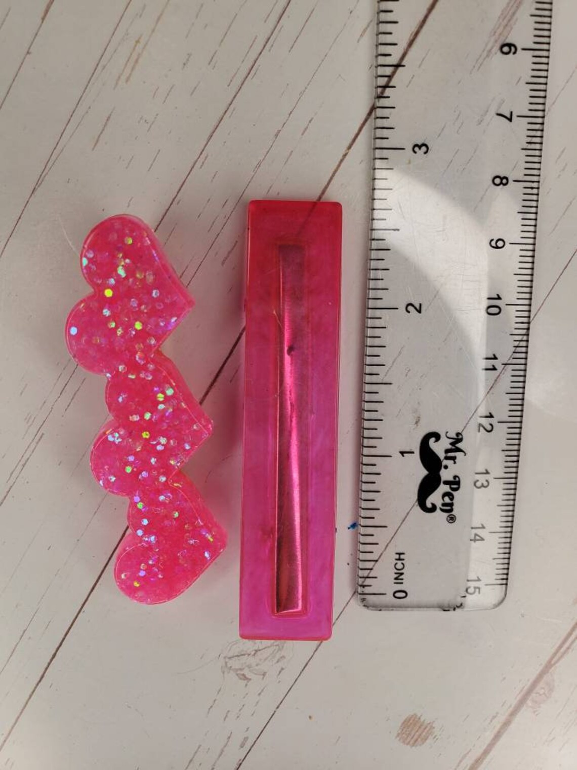 Pink glitter heart barrette pink marbled barrette pink Etsy