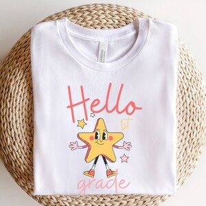 Hello First Grade, Teacher Shirt, Retro Groovy Teacher Shirts, Teacher Gifts, Teacher Appreciation Gift, Back to School Shirts,Teacher Squad