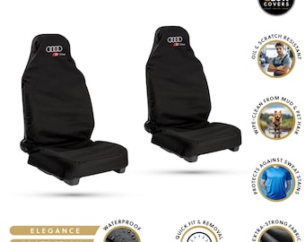 Heavy Duty Seat Covers (1+1 Pair) – Fits Audi S line - Black/Silver