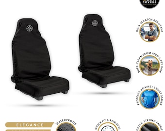 Heavy Duty Seat Covers (1+1 Pair) – Fits Volkswagen Caddy Van - Black / White