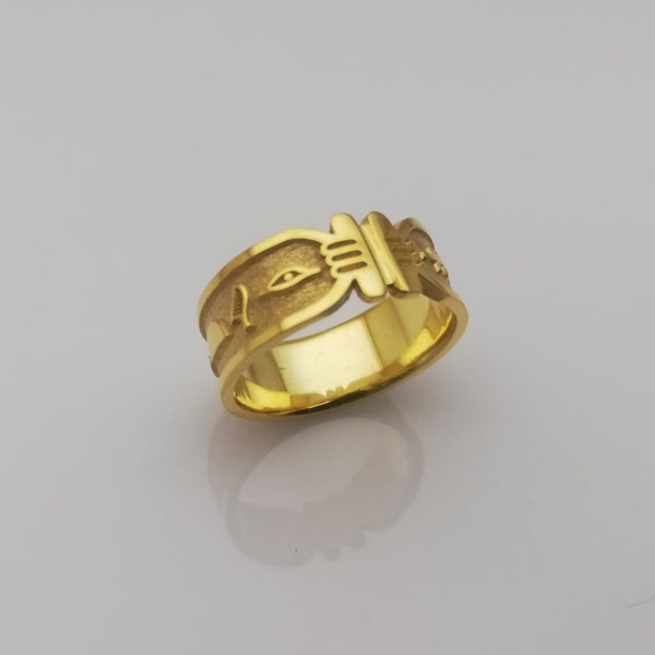 Ägypten Hieroglyphe Kartusche Band Ring Antike Namen Schmuck 925 Sterling Silber