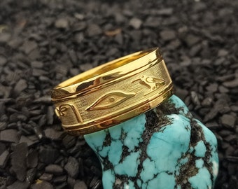 Egypt Hieroglyph Cartouche Spinner Ring | Ancient Name Jewelry |  Egypt Jewelry | Custom Made Ring | Hieroglyph Jewelry 925 Sterling Silver