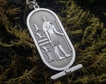 Seth Cartouche The Ancient Egyptian God of Chaos, War, Storms- 925 Sterling Silver- Unisex Name Necklace