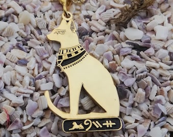 Cleopatra's Cat Name Necklace, Ancient Egyptian Hieroglyph Cartouche Necklace, Personalized Egypt Necklace with Name