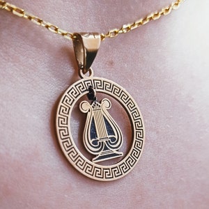 Lyre Necklace | Rose Gold Lyre Necklace | Women Gold Necklace | Men Sterling Silver Necklace | 925 Sterling Ancient Harp Necklace
